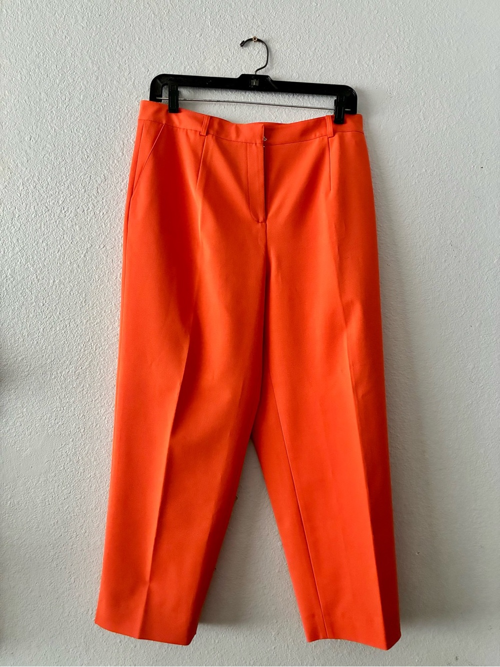 VTG Grace Dane Lewis 12P Cropped Tailored Pants Bright Orange Poly Spandex Blend